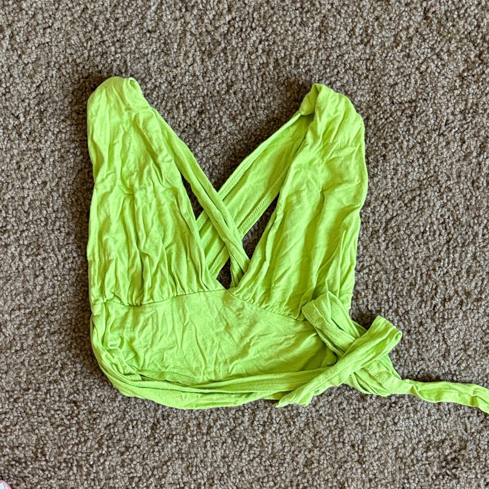 Women’s Neon Green Wrap Crop Top